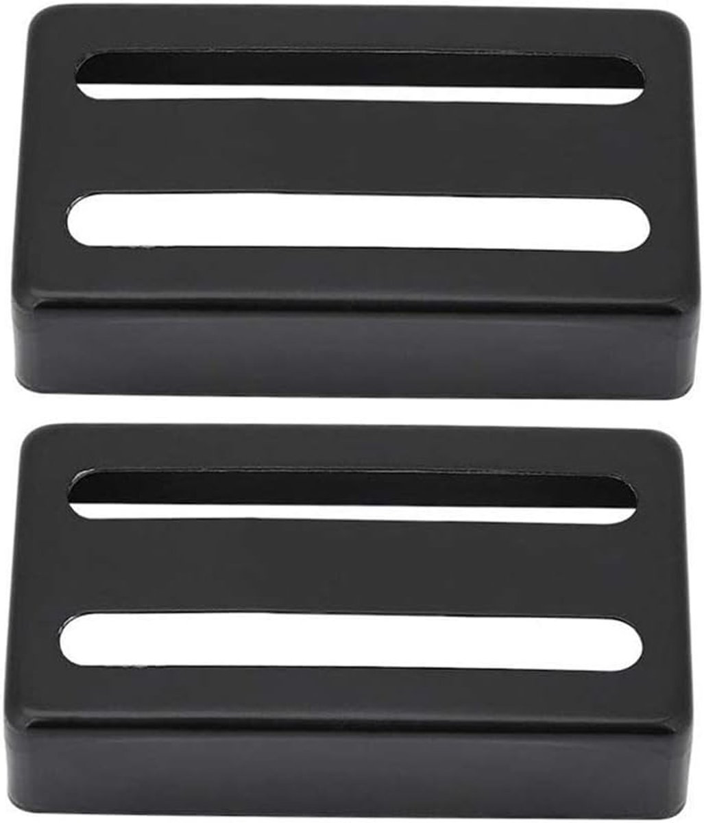 2 Stuks Humbucker Pickup Nikkel Afdekking Duurzame Tweelijns Covers Voor Elektrische Gitaar Zwart