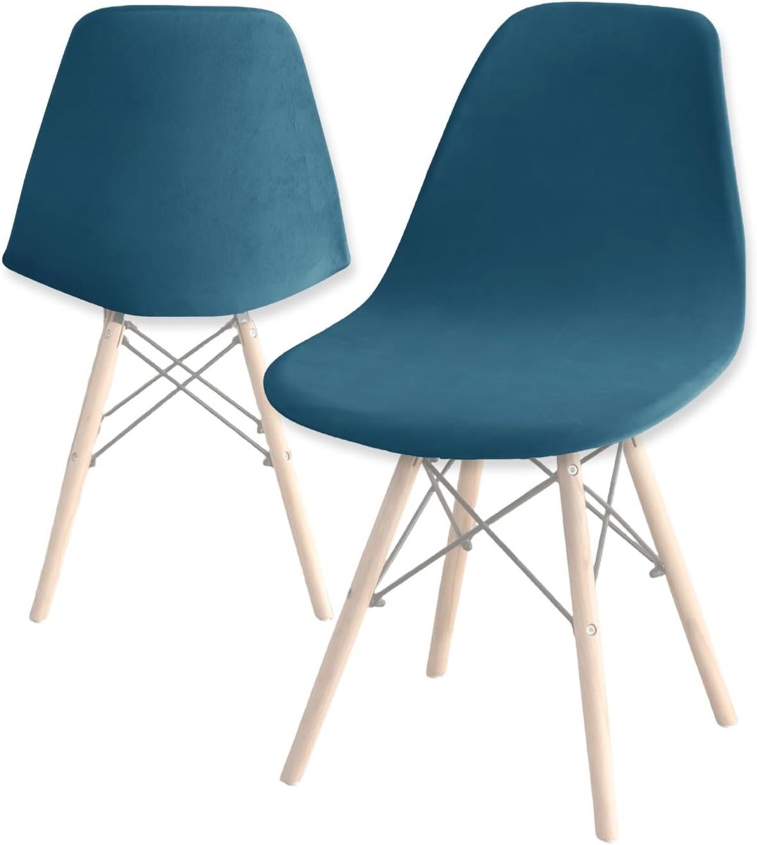 Moderne eetkamerstoelhoezen, stretch Scandinavische fluwelen hoezen, stoelbeschermer stoelbeschermer, voor eetkamer, banket en feest, decoratie (pauwblauw, 2 stuks)