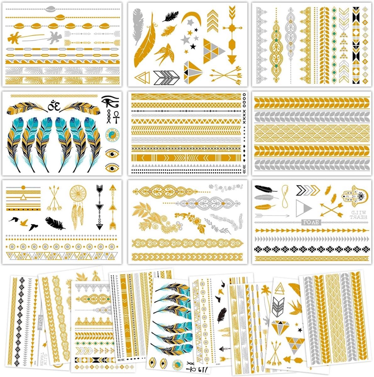 9 stuks glitter zomersproeten tatoeages, doe-het-zelf make-up patches 2