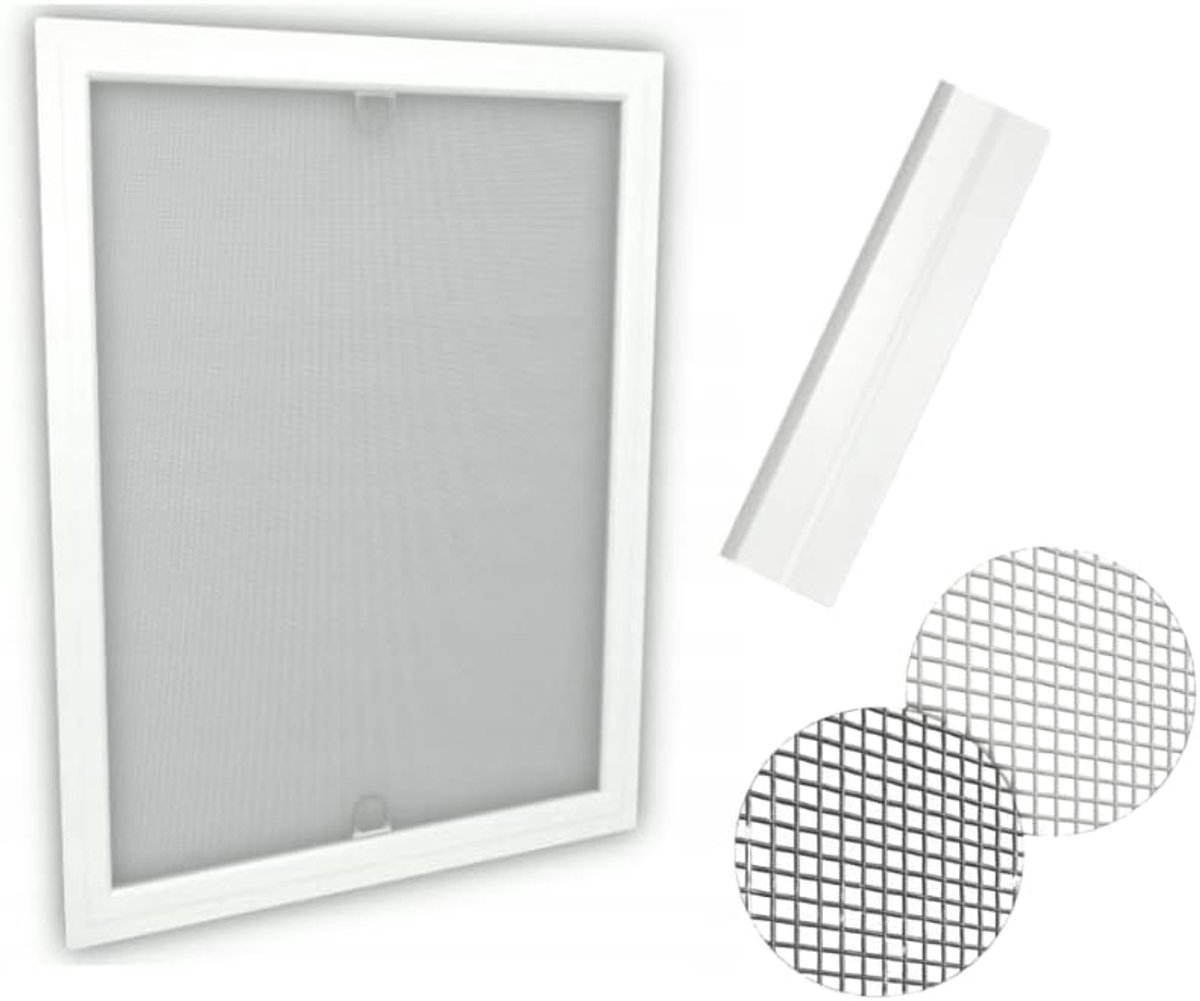 Glasvezel Klamboe Raam – Raam Insectenhor Gaas – Insectennet voor Ramen – Raamgaas Insectenhor – Raam Vliegenhor Gaas – 70x150cm – Witte Lijst
