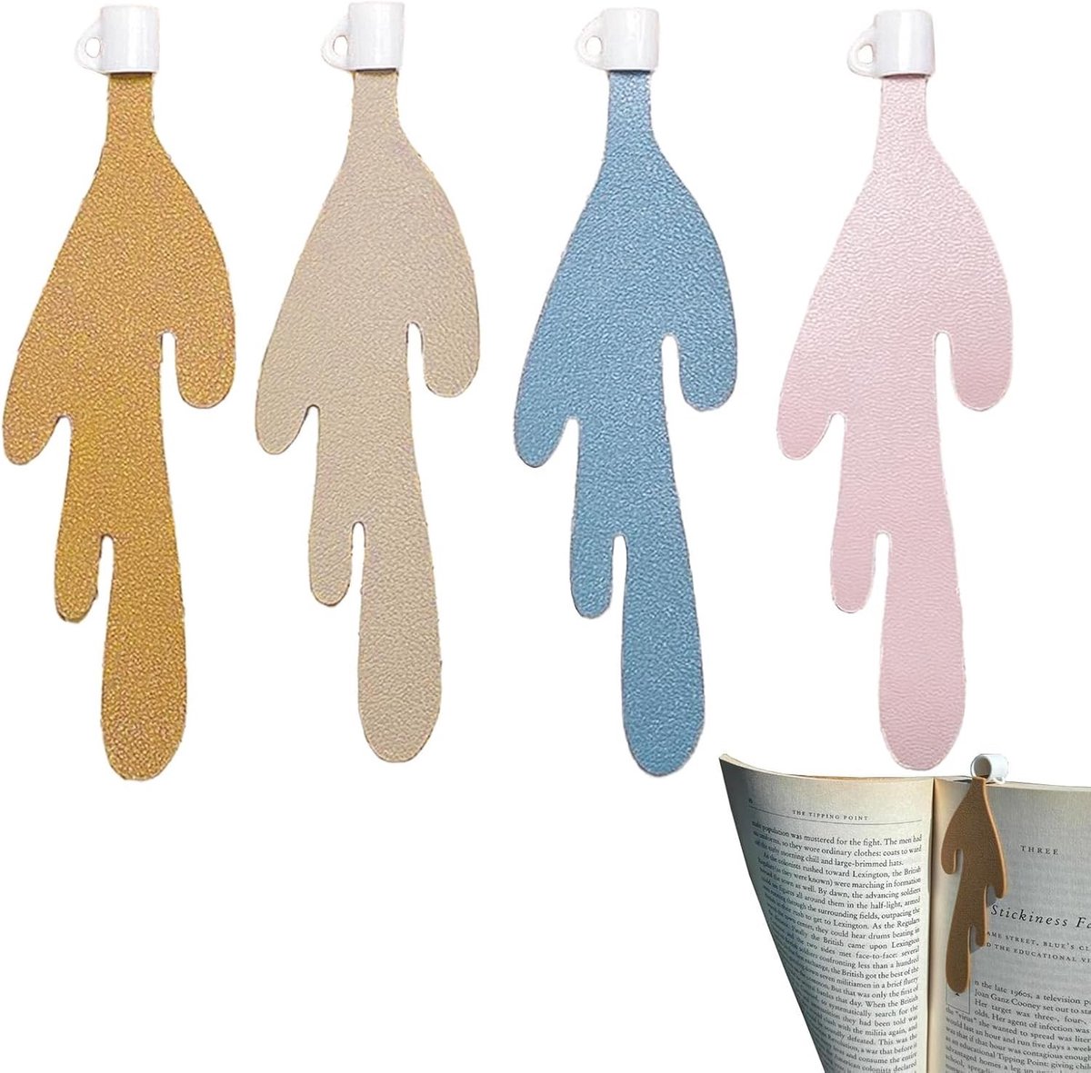 Set van 4 Boekenleggers – Moderne Koffiemok Ontwerpen, Leuke Kleuren, Perfecte Accessoire voor Lezers – Cadeau voor Boekenliefhebbers, Kinderen en Volwassenen