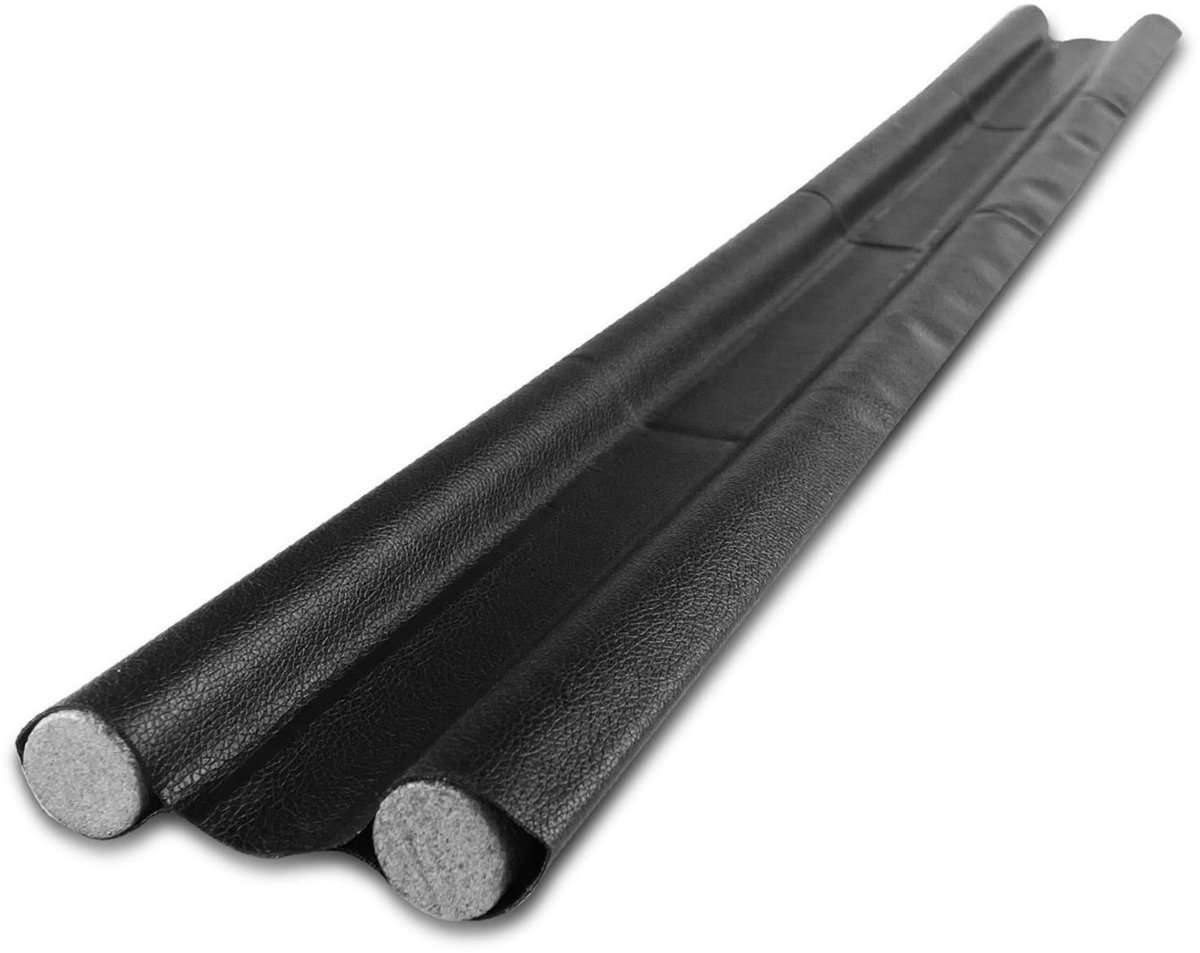 Famanu – Tochtstopper, 1 stuk, met dubbele afdichting, 96 cm, deurafdichting, op maat te snijden, effectief tegen tocht, lawaai, kou en insecten, windstopper, zwart, schuimkatoen, grijs