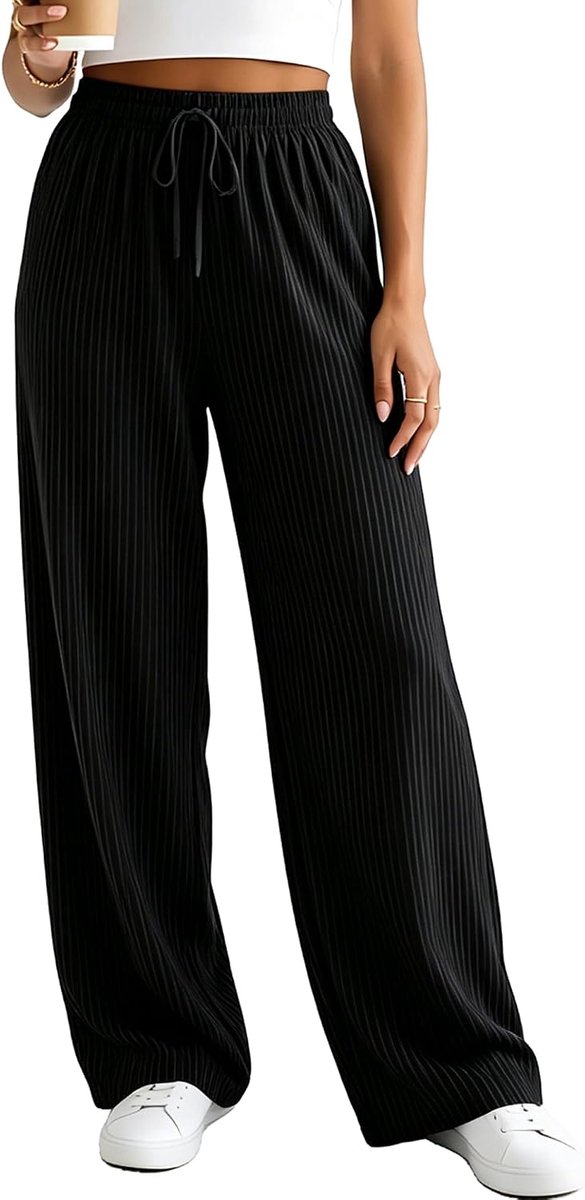 Broek voor dames, casual joggingbroek, lange sportbroek, wijde pijpen, rechte palazzo-broek, stretch stoffen broek, baggy vrijetijdsbroek, lichte losse yogabroek, loungebroek, zomerbroek