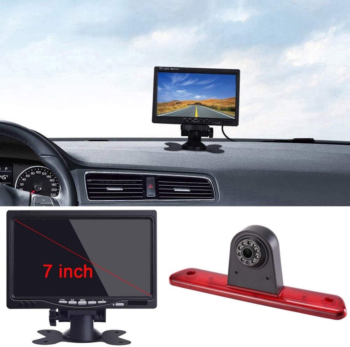 【Super HD achteruitrijcamera set】 7 inch TFT LCD kleurenscherm automonitor + 1280 * 720 pixels 1000 TV lijnen HD nachtzicht achteruitrijcamera voor Citroen Jumpy/Peugeot Expert/Toyota Proace transporter 2007-2016