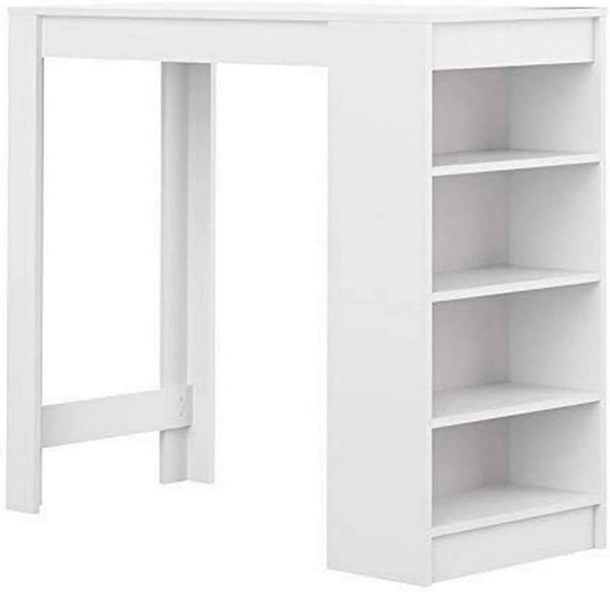 Bartafel met opbergruimte, Melamine spaanplaat, Wit, 115 x 50 x 102,7 cm