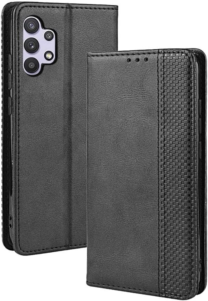 Beschermhoes voor Samsung Galaxy A13 4G (6,6 inch), PU-leer met TPU-beschermhoes, kaartsleuf, klapstandaard, magneetsluiting, klapdeksel, zwart