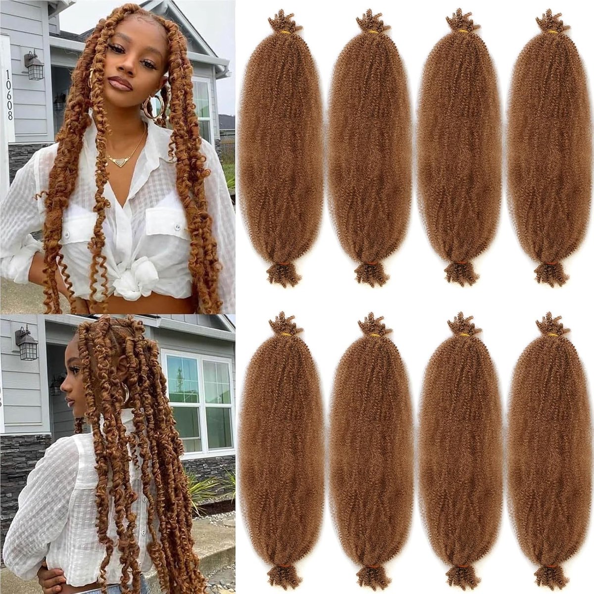 Synthetische hairextenstions, 30 cm Short Soft Springy Afro Twist Hair, 8 verpakkingen, voorgescheiden, Spring Twsit Hair For Soft Locs, natuurlijk Marley bruin, Twist Crochet Braiding, 8