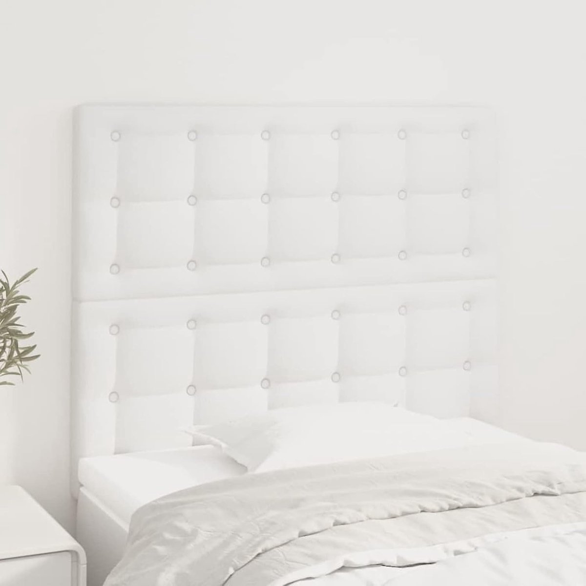 Hoofdeinde, 2-delig, wit, 100 x 5 x 78/88 cm, kunstleer, wandsteun, hoofdeinde, voor slaapkamer, logeerkamer, type C