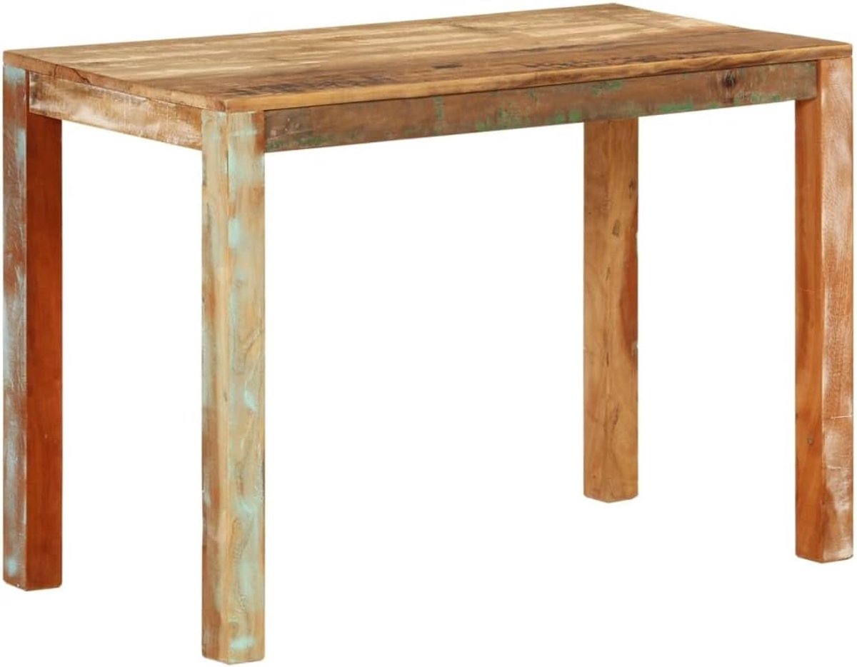 Eettafel, 110 x 55 x 76 cm, van gerecycled massief hout, met stabiel tafelblad en robuust frame, voor keuken of eetkamer
