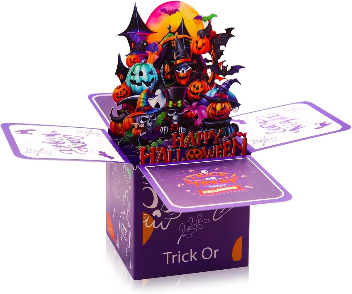 Halloween-kaart 3D Halloween-spoken Vakantiegroetkaarten met envelop en notitiekaart, decoraties Binnencadeaus voor een gelukkige verjaardag Dochter Familie