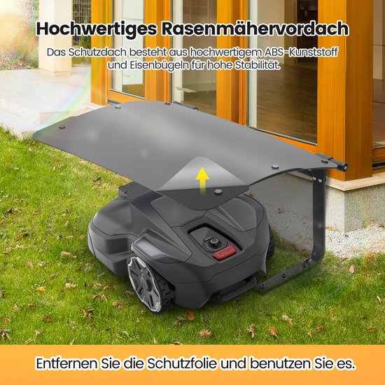 Garage voor robotmaaier, garage voor robotmaaier, dak voor robotmaaier, carport overkapping voor robotrobot, inklapbare robotmaaier, garage, regenhuis voor robotmaaier met steunstrip, zwart — afbeelding 4