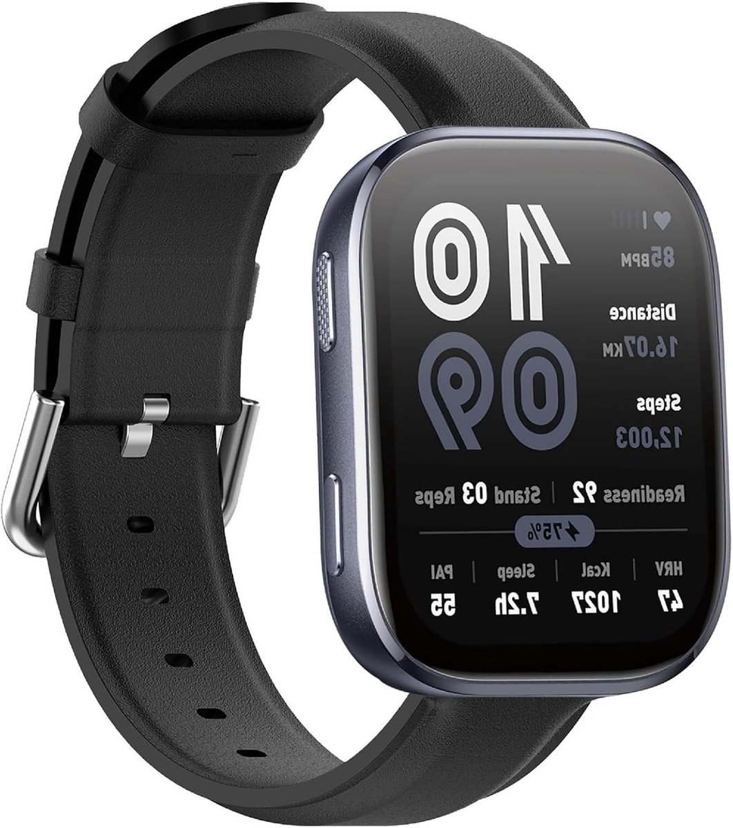 Horloge band 22mm - Echt leer - Slijtvast en ademend - Geschikt voor Amazfit Bip 6