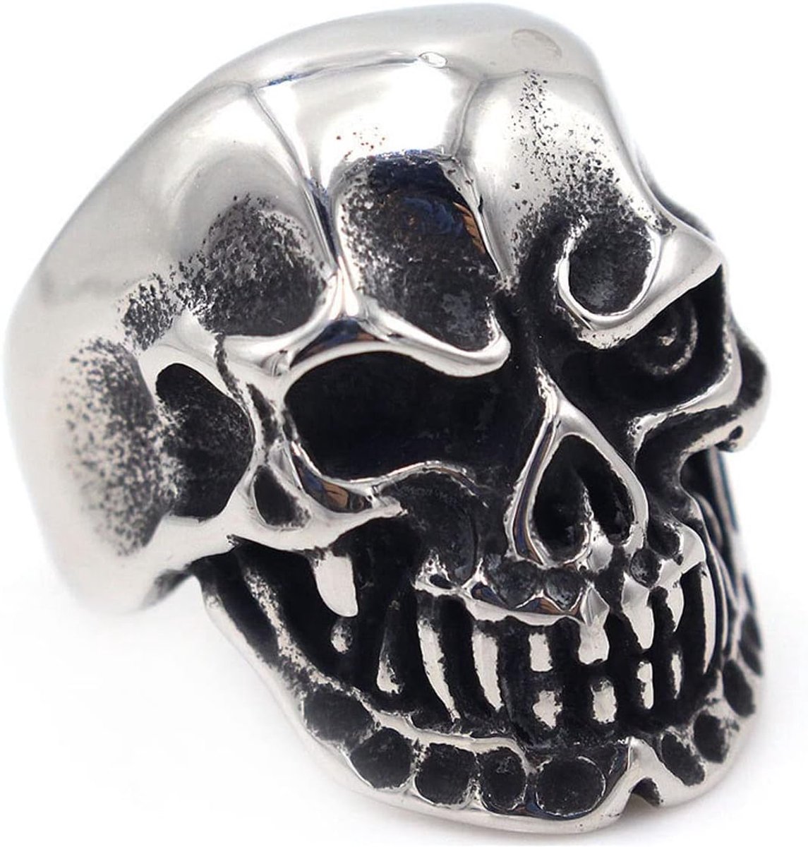 Schedel titanium stalen ring voor heren Retro trendy heren dominante stalen ring