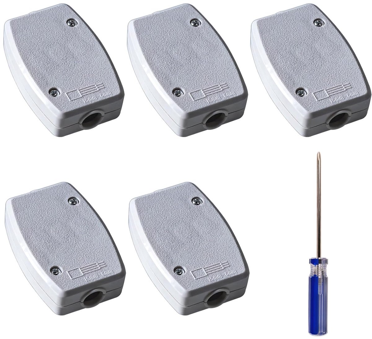 Junctiekast 5 stuks - wit - 3-polig - 13A, 250V - voor buitenverlichting en voertuigbedrading