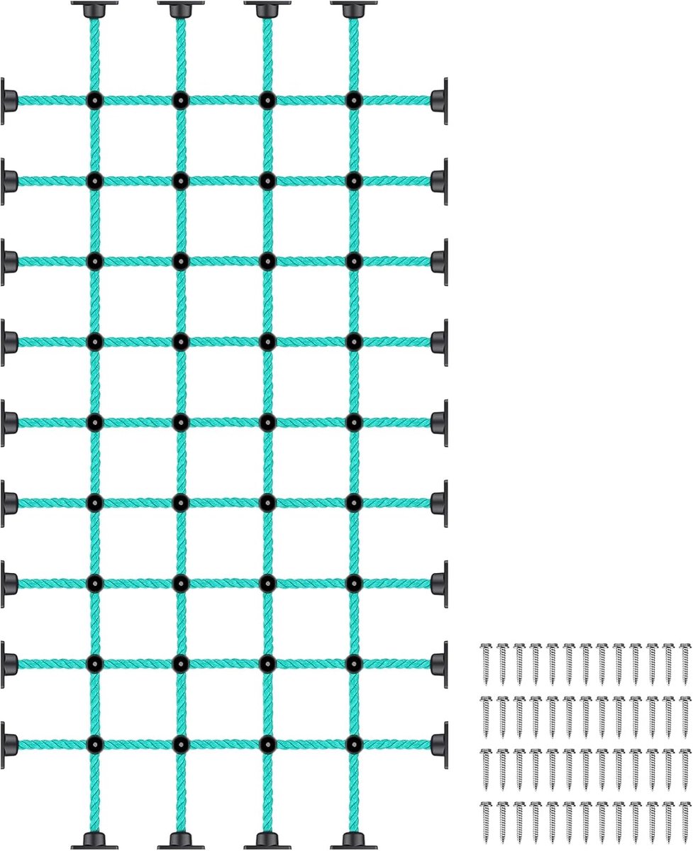 Klimnet voor kinderen met installatiebasis voor houten frames van 91,4 x 182,9 cm, 1000 lbs capaciteit, ladder, klimnet, ladder voor speelplaatsen, boomhutten, schommelsets en obstakelbanen