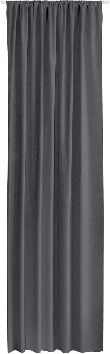 Set van 2 fluwelen gordijnen, donkergrijs, 140 x 250 cm, plooiband, ondoorzichtig, gordijn voor woonkamer en slaapkamer, 2 gordijnen