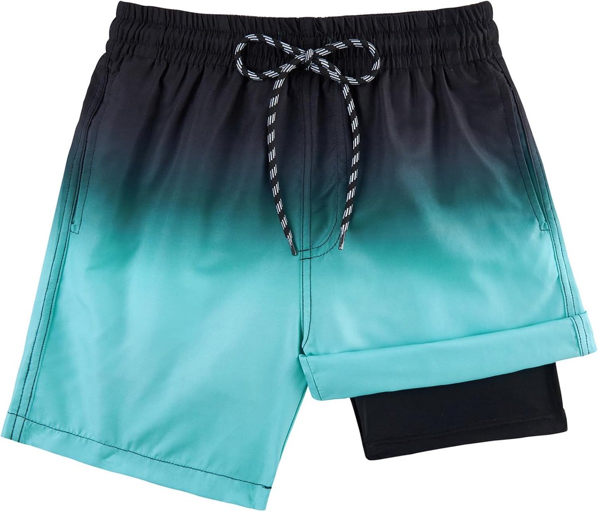 Zwembroek voor jongens Sneldrogende zwemshorts Compressievoering Anti-chafe Boxershort Zwemkleding Strand Boardsurfshorts 7-18 jaar