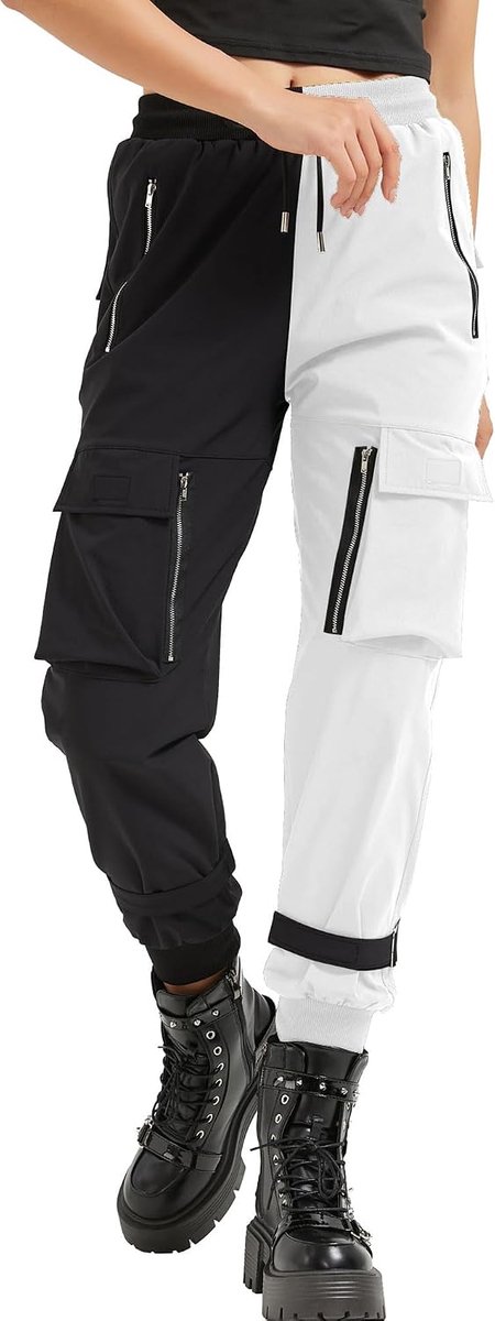 cargobroek voor dames, losse broek met meerdere zakken, multi-rits, punk, gothic broek