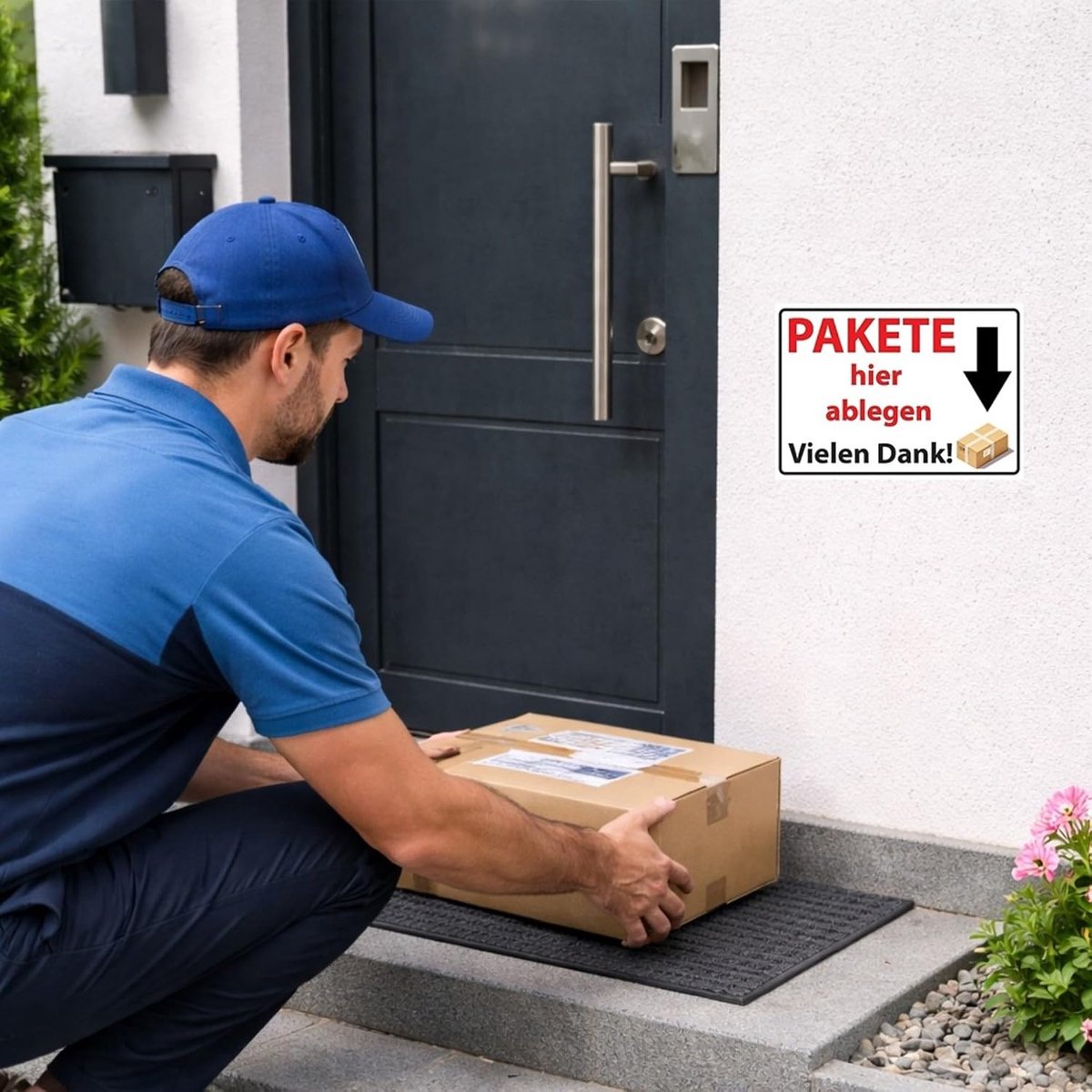 Instructiebord Opmerking "Pakketdienst pakketten hier afleg"