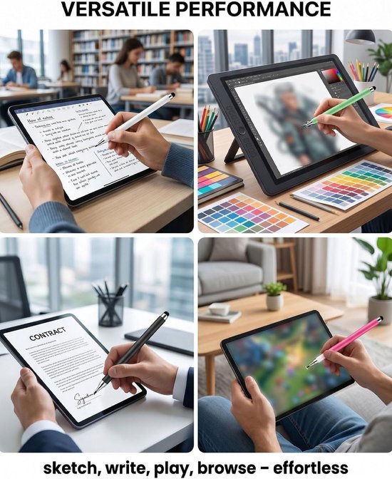 5 stuks 2-in-1 styluspen voor touchscreen, nauwkeurige capacitieve pennen met schijfpunt en vezelpunt, universele tabletpen voor iPad, iPhone, Android, Nintendo Switch, metalen behuizing — afbeelding 3