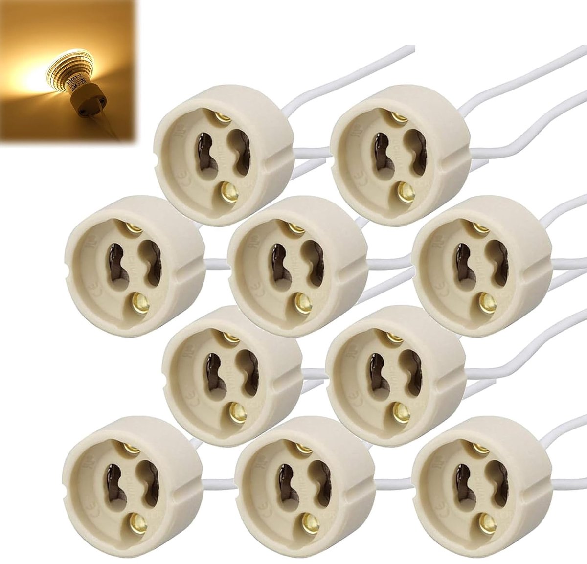 Lamphouder,GU10 Lampfitting,Aansluiting Fittingen voor LED-Lampen en Halogeen,10 Stuks