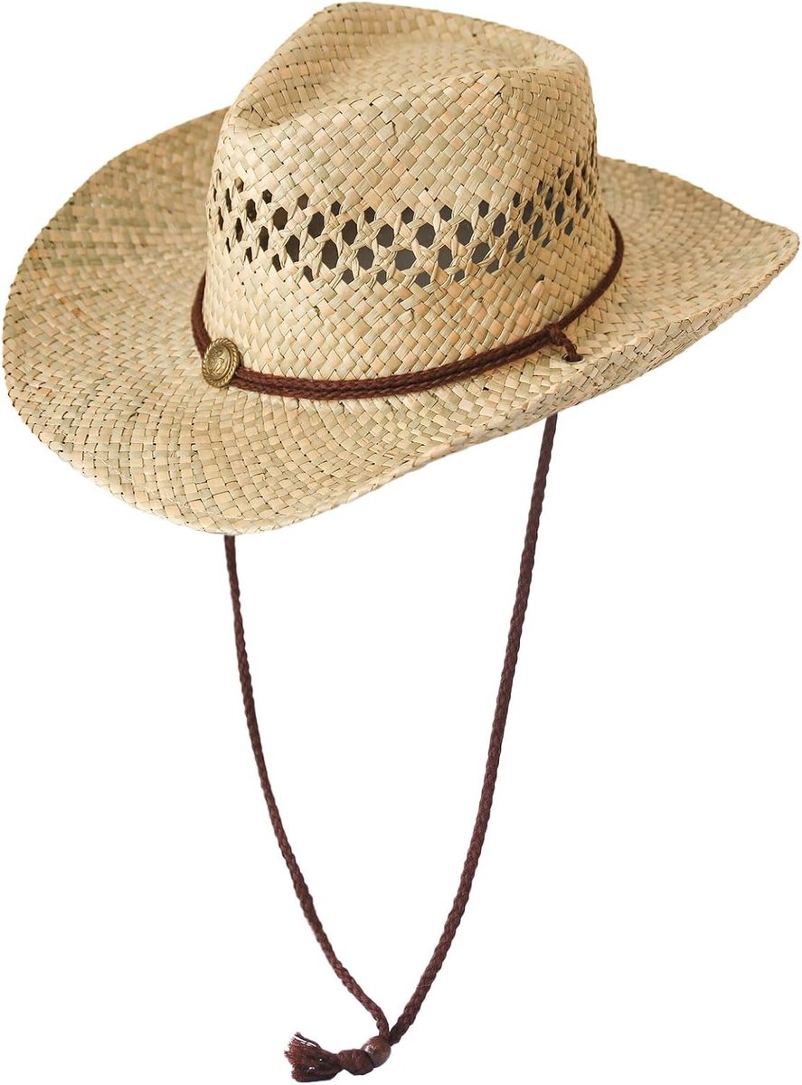 Cowboyhoed, strohoed, Panama, met westernband, uniseks, eenheidsmaat, dames, heren, zomer, Coachella, strand, country-stijl, Braziliaans, boho, koloniale stijl, raffia, naturel