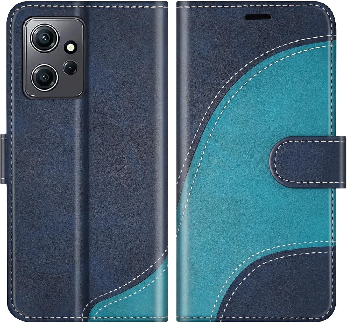 Hoesje voor Xiaomi Redmi Note 12 4G, PU Lederen Bookcase Portemonnee Beschermhoes Telefoonhoesjes, Flip Case Beschermhoesje voor Xiaomi Redmi Note 12 4G, Blauw
