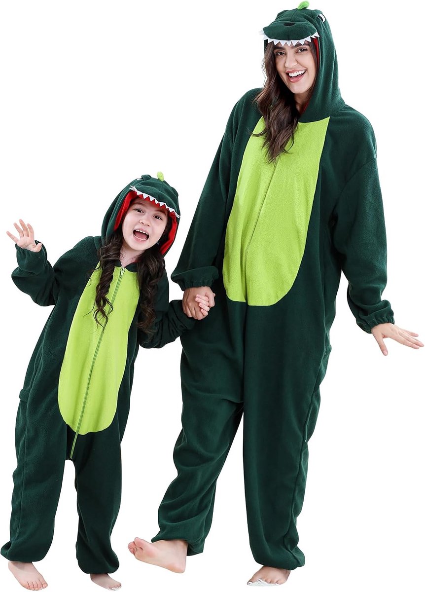 Dier Ouder-Child Capuchon Cosplay Pyjama Heellichaams Overall Halloween Gaming Nachtpyjama Gezinskostuum