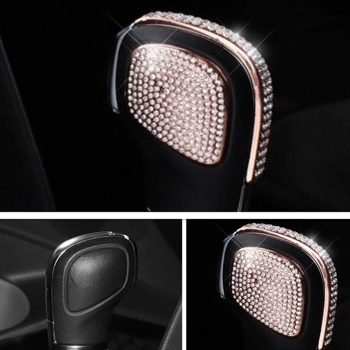 Interieur Trim Fiting Bling Crystal Strass Mode Stickers Accessoires geschikt voor Volkswagen Magotan B8 Arteon CC 2018-2019 (roségoud, Gear shift hoofd sticker 3stks/set)