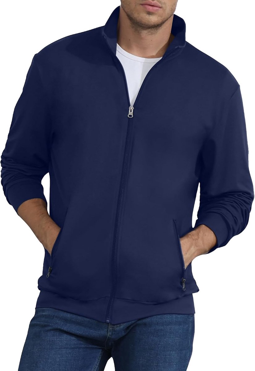 Heren Sweatshirt Volledige Zip Actieve Rekbare Jas Lichtgewicht Lange Mouw Jas