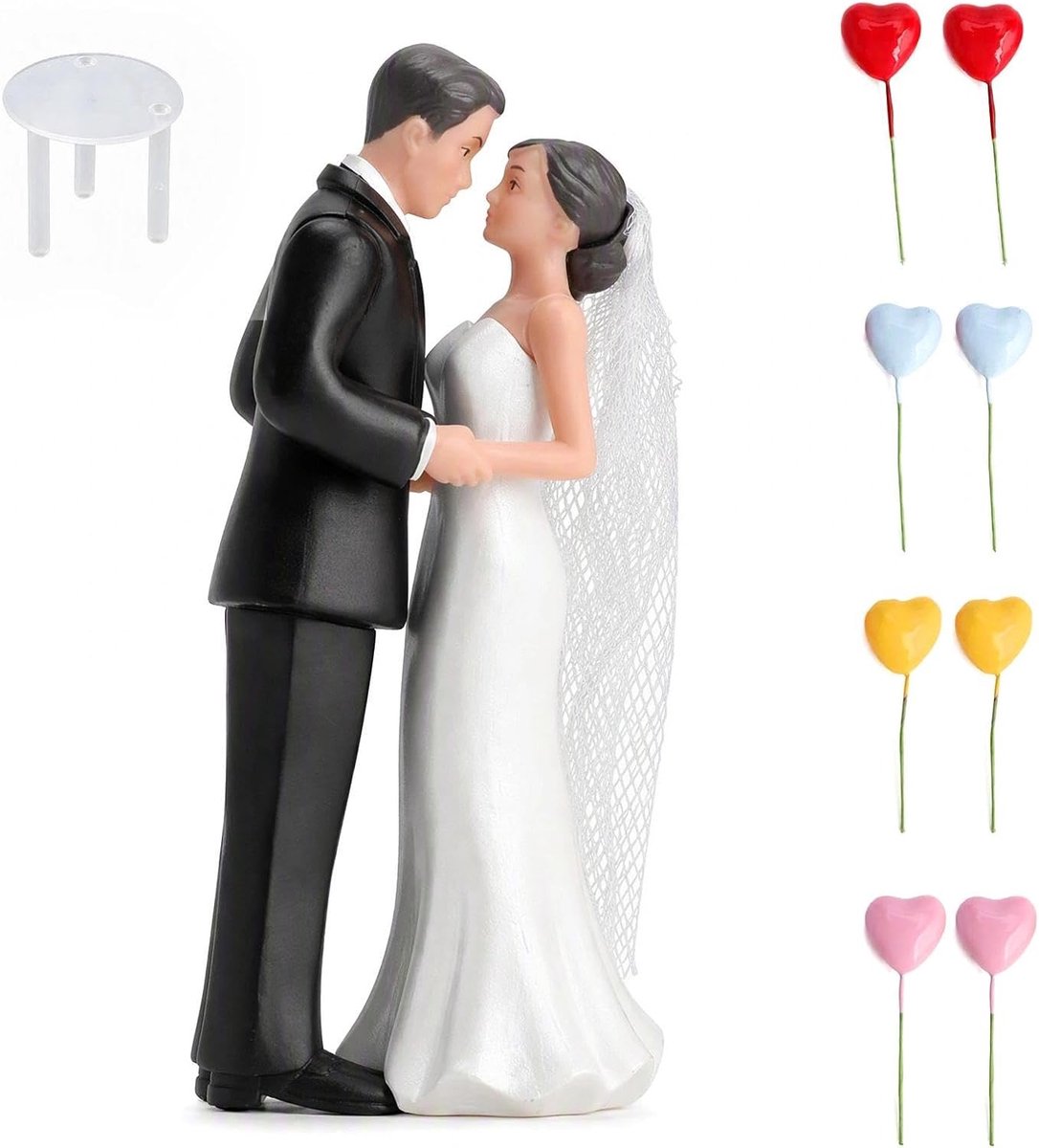 Figuren 5 x 11 cm bruiloftstaart decoratie met 8 kleurrijke