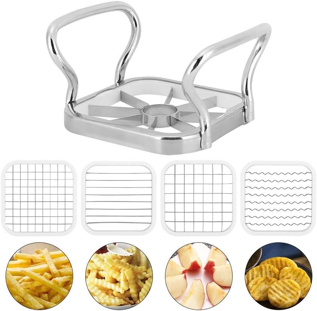 Maker, 5in 1 Rvs Aardappelen Fruit Slicer Chipper Chopper Maker Frieten Tool Keuken Gadget