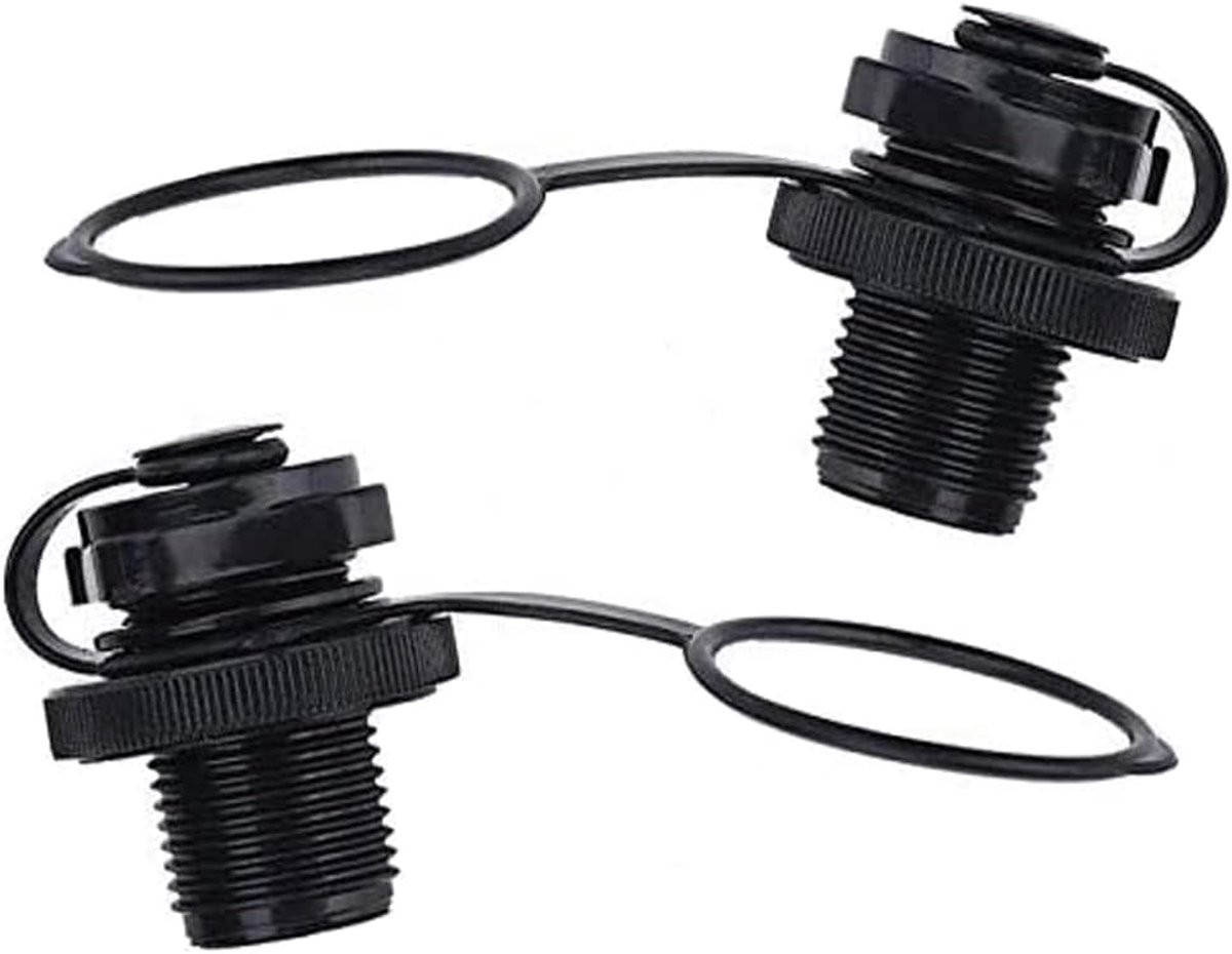 2 stuks rubberbootventiel, opblaasbaar luchtventiel, kajakventiel, reserveschroef luchtventiel voor opblaasbare boot, vissersboten, opblaasbare rubberboot, vlot, zwembad, boot, zwart