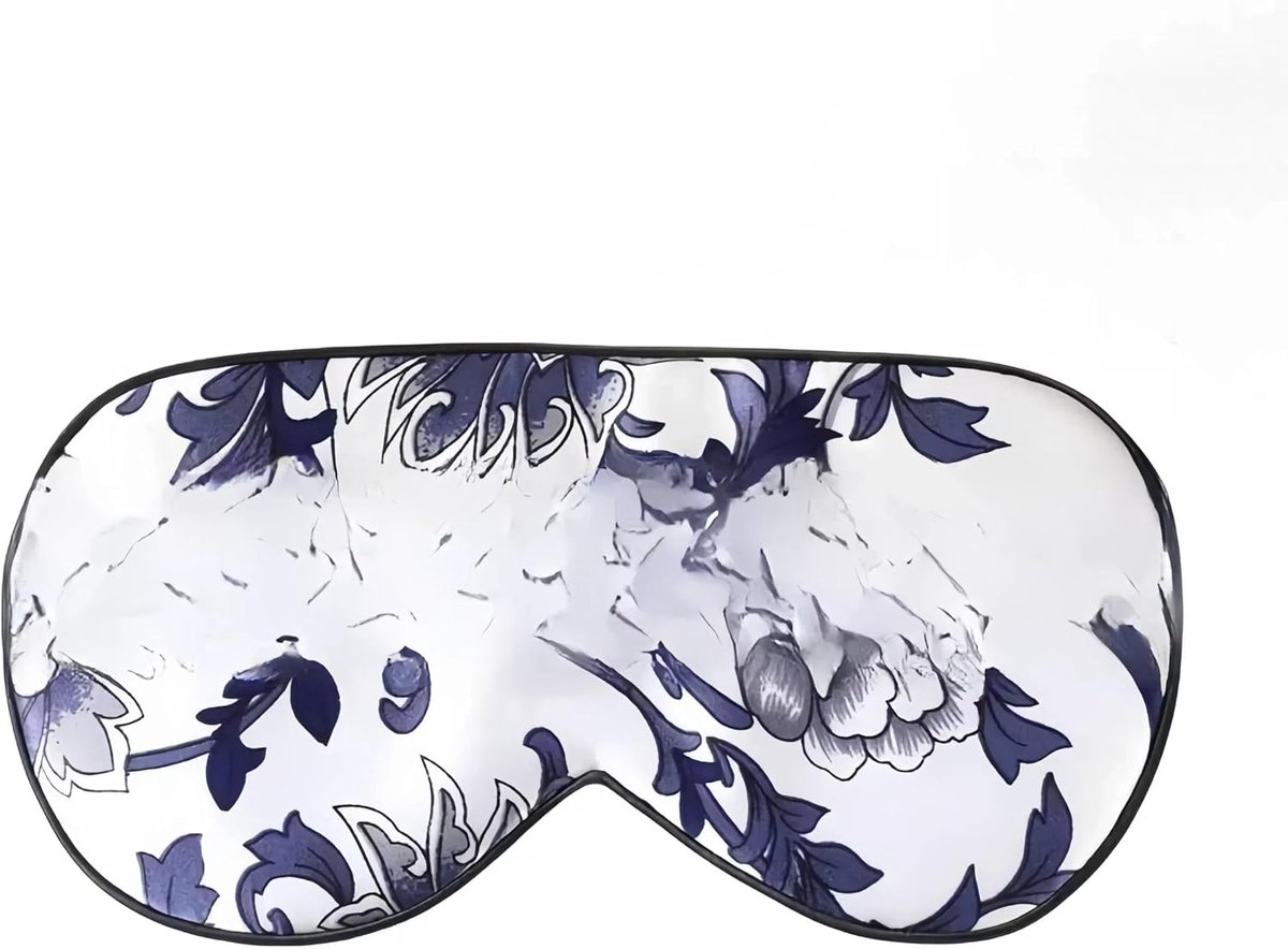 100% Natuur Zijde Slaap Masker Dubbelzijdig Mulberry Silk Shading Oogmasker, Blauw & Wit Porselein