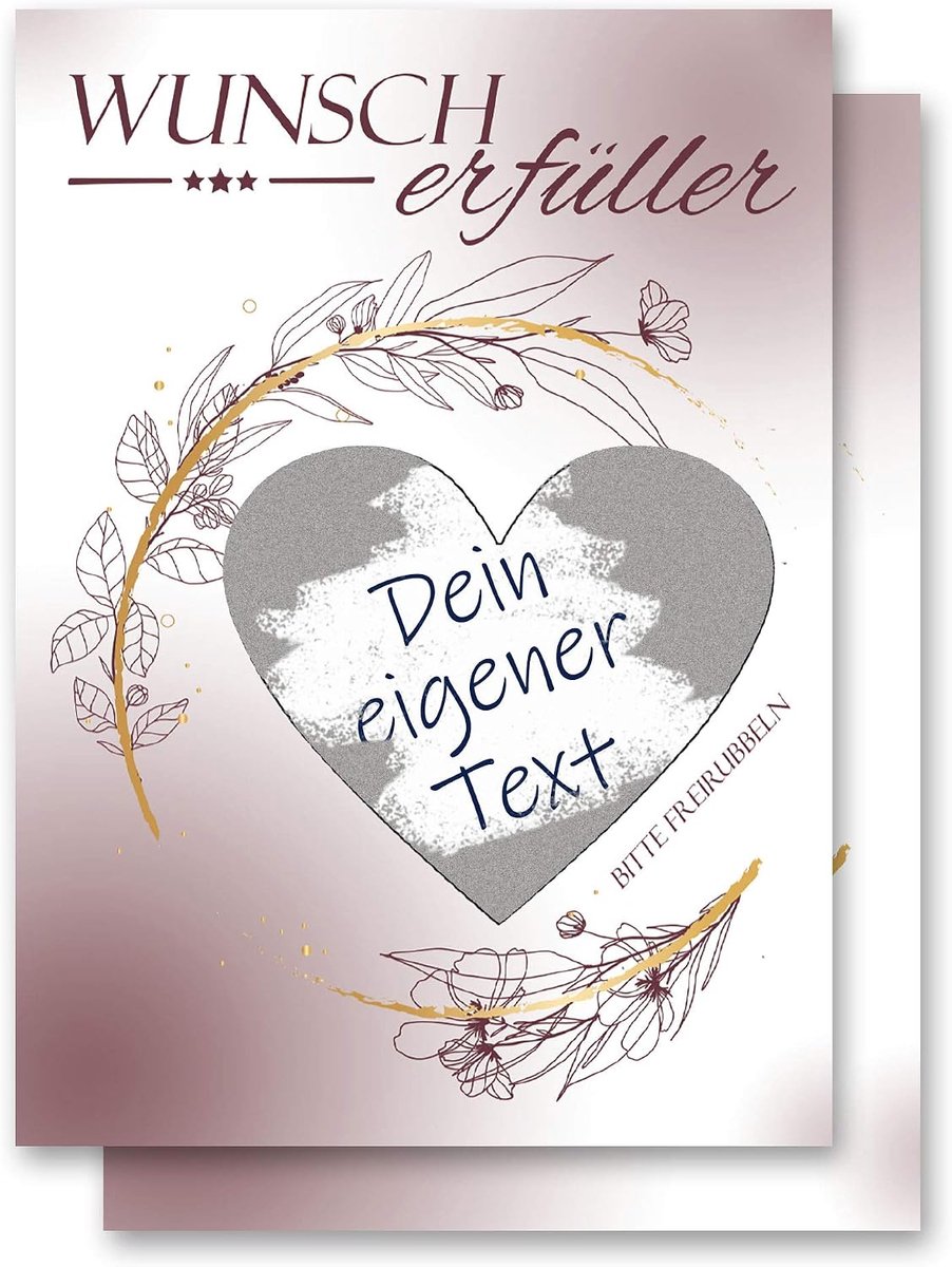 Set van 10 kruskaarten + 1 extra | wensvuller | met enveloppen en krasstickers | gepersonaliseerd cadeau-idee | verrassing voor bruiloft, verjaardag, doop, jubileum, vrijgezellenfeest