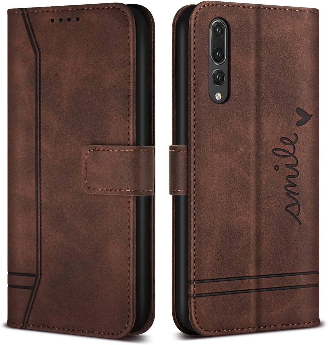 Telefoonhoesje voor Huawei P20 Pro Hoes, PU Lederen Flip Wallet Case met Kaartenvakken en Folio Cover Beschermhoesje voor Huawei P20 Pro Hoesje, Bruin