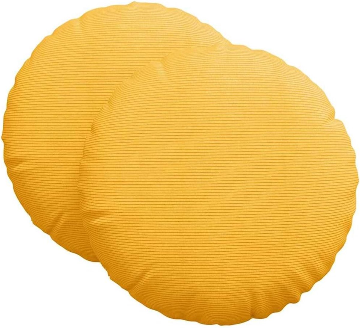 Set van 2 ronde corduroy zitkussens, lichtgeel, diameter 80 cm, met ritssluiting, fluweelzachte polypropyleen basis en lichte polyestervulling voor woonkamer, eetkamer en thuiskantoor