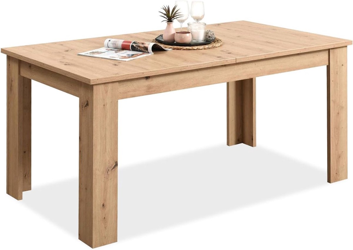 Uittrekbare houten tafel 120 × 80 cm eiken verlengbaar tot 160