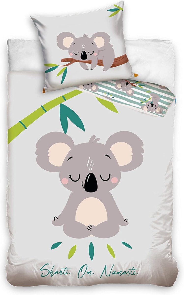 Koala Beddengoed, 135 x 200 cm, 80 x 80 cm, katoen, dieren- en tienerbeddengoed voor meisjes en jongens, chillerset