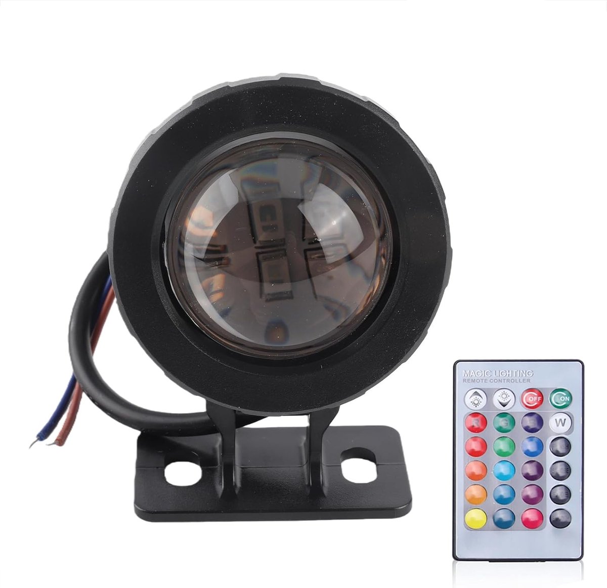 12V 10W RGB LED onderwater licht waterdicht buiten tuinspot met afstandsbediening, spot (zwart kunststof gecoat aluminium)