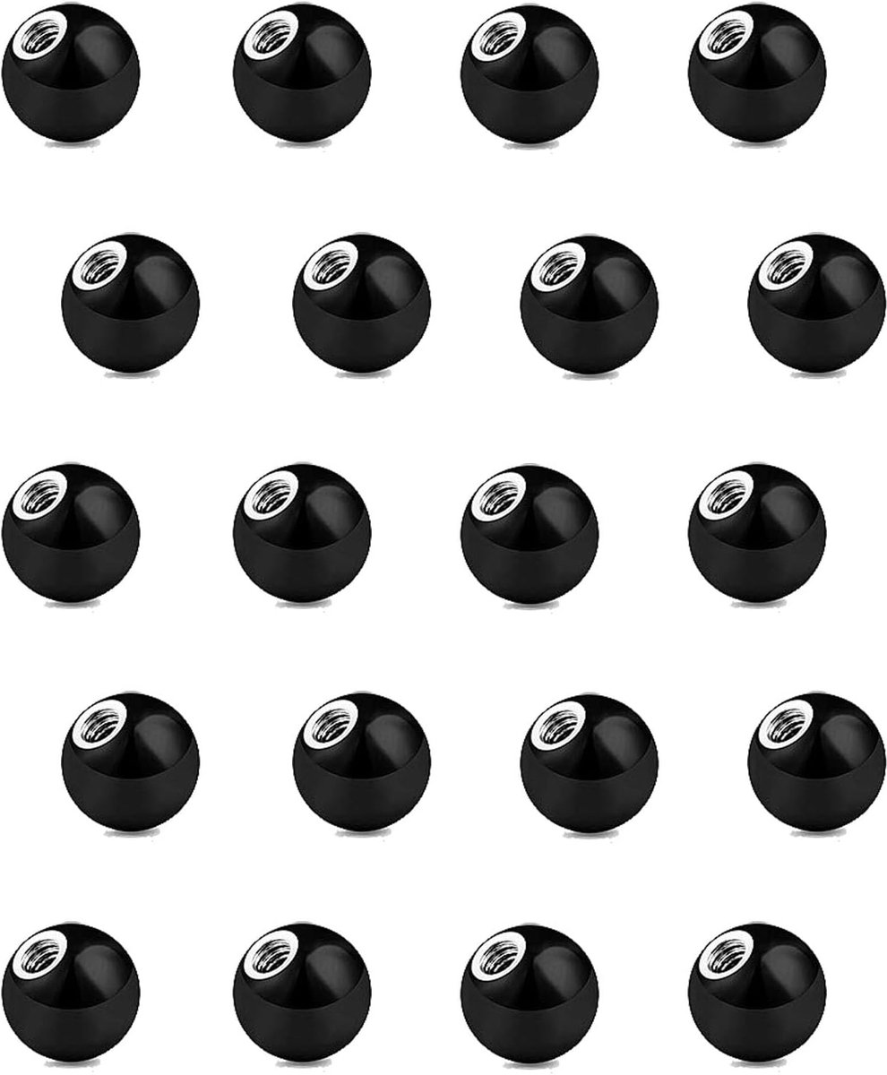 20 piercingbolletjes, 1,2 mm, chirurgisch staal, 3 mm, reservebolletjes voor piercing, lippen, septum, neus, wenkbrauwen