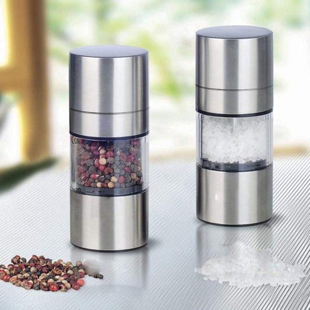 Eenvoudige handmatige pepermolen roestvrijstalen zoutpepermolen Muller Keuken Tool Spice Saus Molen Peper