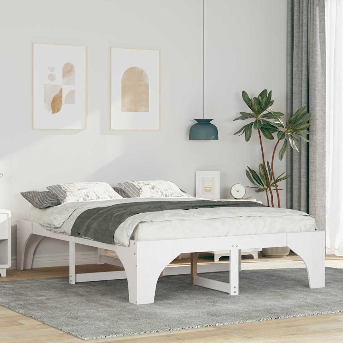 Grenenhout modern minimalistisch 160x200 cm Wit