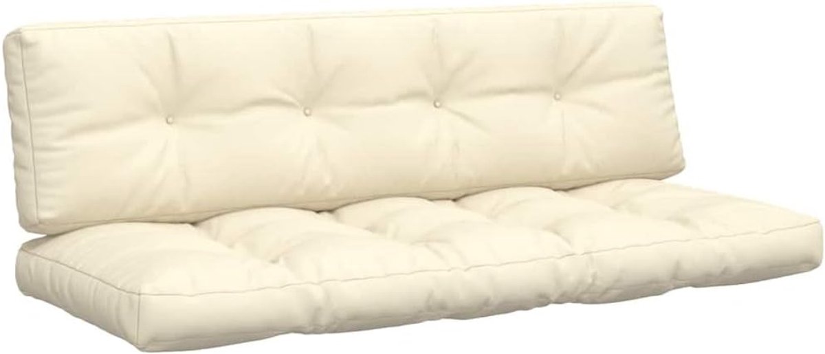 Set van 2, waterdicht, outdoor, 2-delig, crème zitkussen van polyester met holle vezelvulling, voor tuinmeubelen en binnen, eenvoudig te reinigen