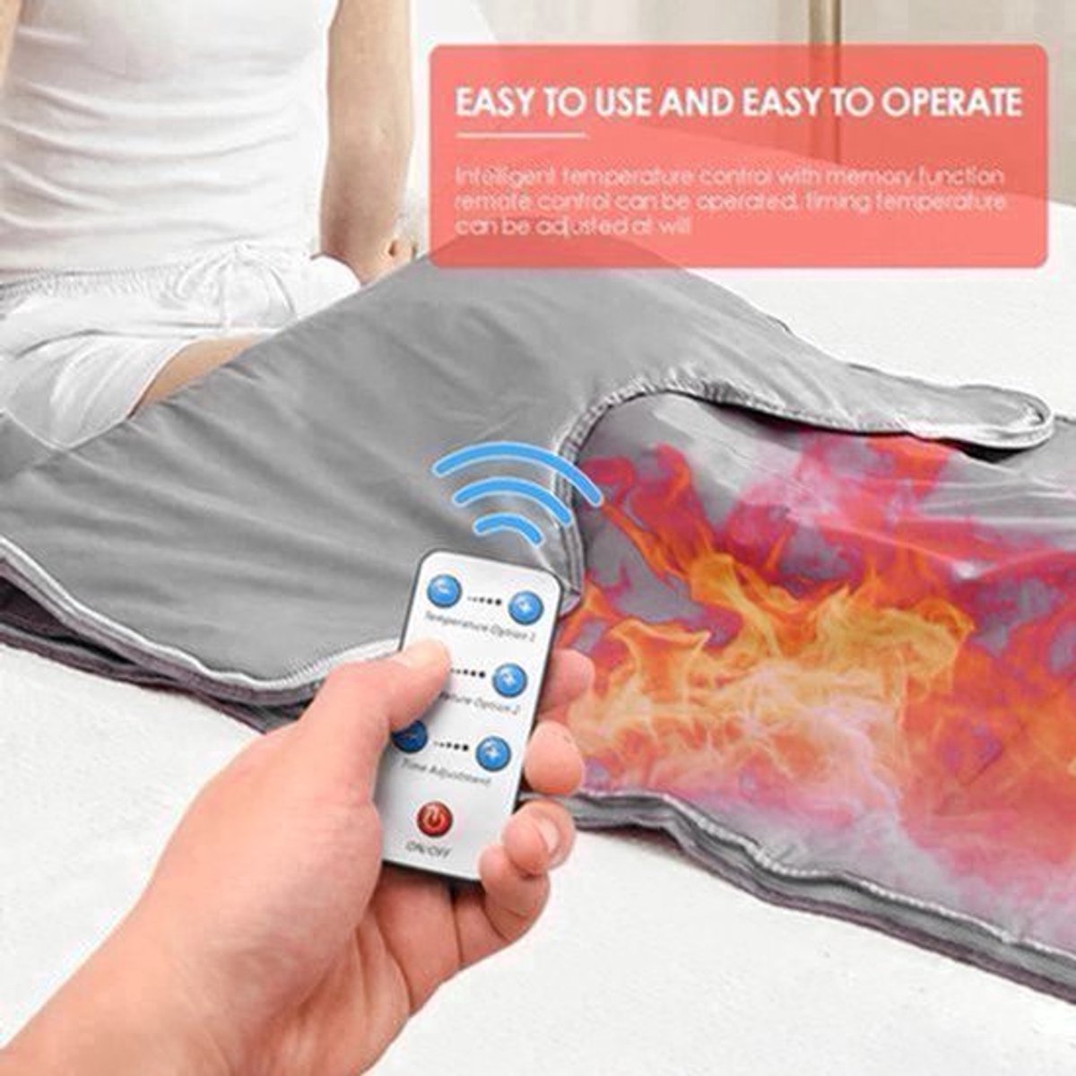 Sauna Deken - 650W - 220V - 60Hz - 2-Zone - Buitenkant Oxford-doek, binnenkant PVC - Stress - Pijnverlichting - Fibromyalgie - Reuma - Infraroodtherapie - Ontspanning - Zilver