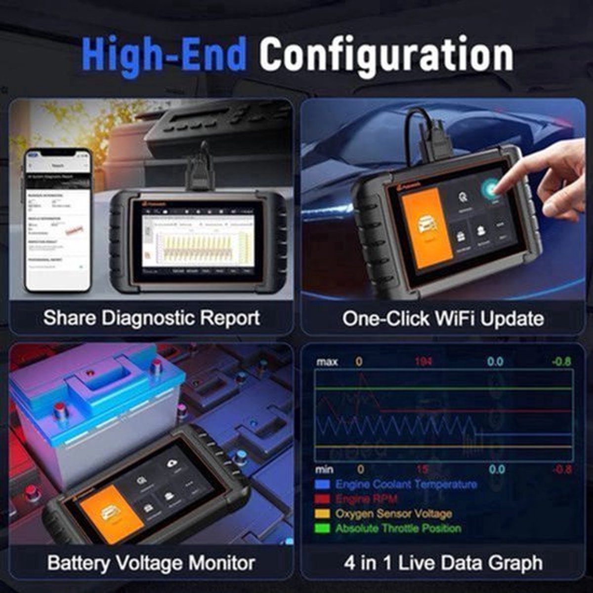 Diagnose- En Resetscanner – Auto Scanner – Foutcode Lezer – Storing Uitlezer – Systeemdiagnose – 7-Inch Scherm – WiFi Updates