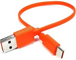 Type-C oplaadkabel compatibel met JBL Charge 4, Flip 5, Pulse 4, JR POP, Endurance Peak, JBLCHARGE4BLKAM voor draadloze Bluetooth-hoofdtelefoon (25 cm/oranje)