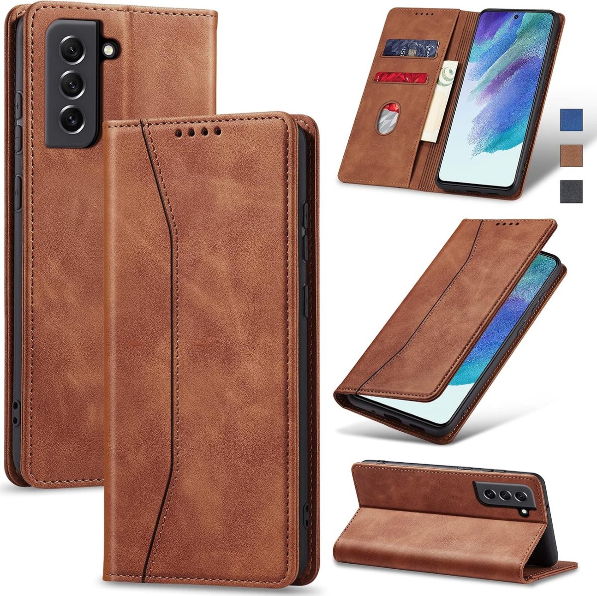 Hoesje voor Samsung Galaxy S21 FE,Bruin
