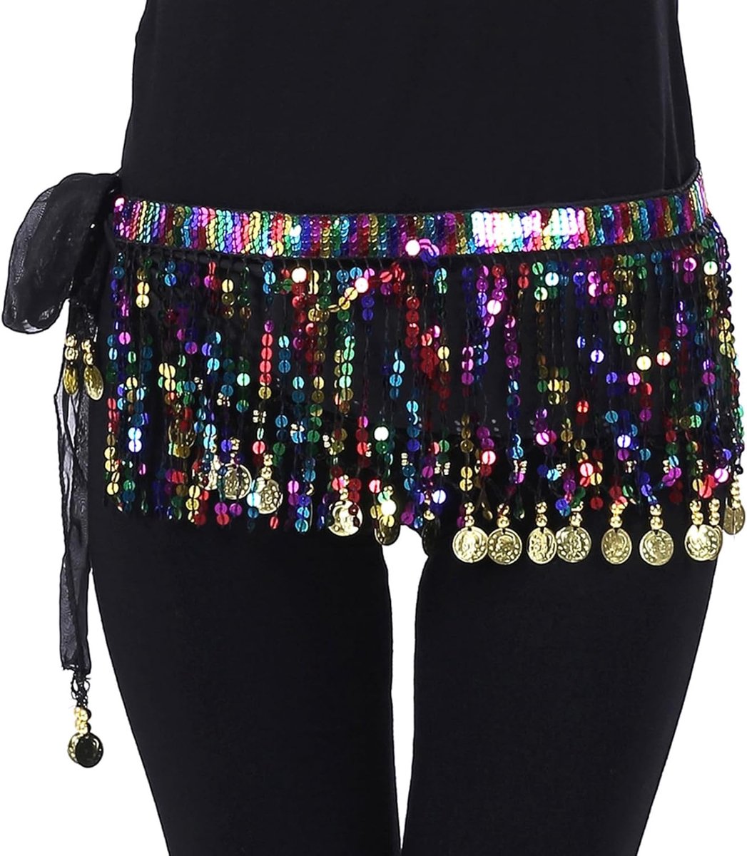 Buikdans heupdoek, chiffon wikkelrok met munten voor buikdans, yoga-cursussen en optredens - buikdans, heupgordel voor dames