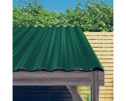 Set van 12 groene metalen dakpanelen - Duurzame dakbedekking voor schuren en tuinhuizen